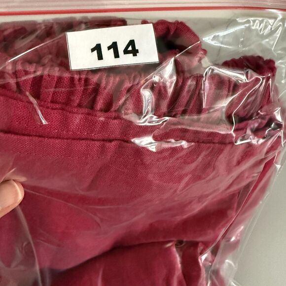 FLAX Designs Linen Pants 1G Fuschia Pink Women Wide Leg Lagenlook Pull On Pocket - Picture 10 of 10